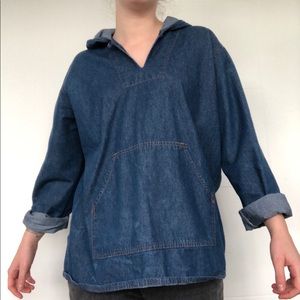 Vintage Denim Kangaroo Hoodie
